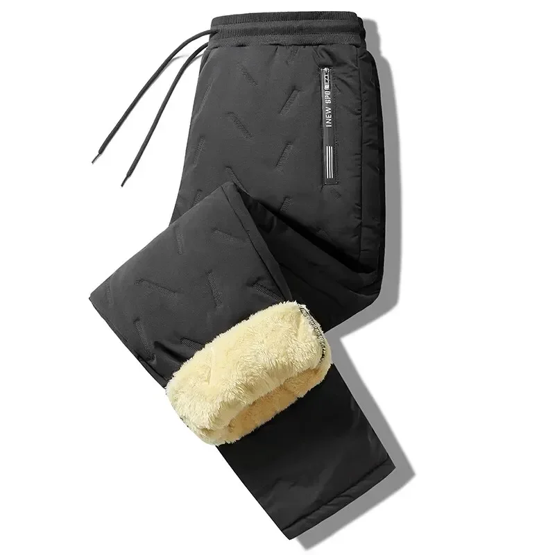 Winter Thickened Men's Casual Joggers Fleece Cotton Plush Pants Lambswool Thermal Windproof Trousers Sweatpants Warm Cotton Pant 3