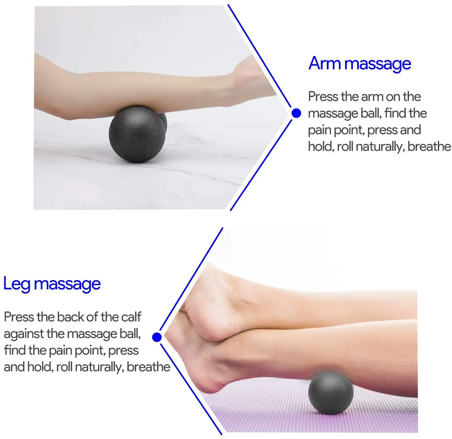 Description Picture 5 of itemNew 4/1PC Fitness Massage Ball Set Yoga Roller Double Lacrosse Mobility Ball for Myofascial Physical Therapy Deep Tissue Massage