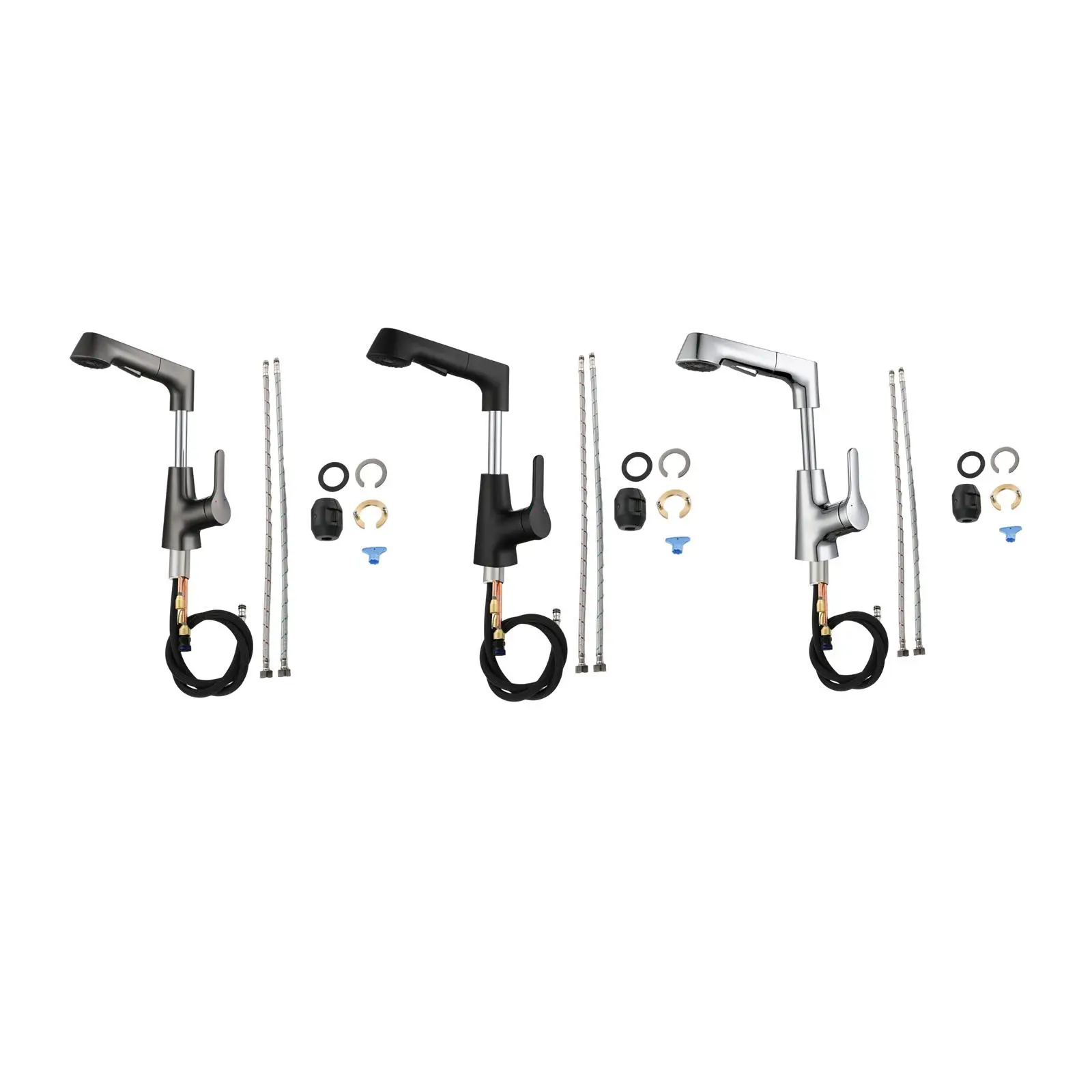 

Bathroom Sink Faucet with Pull Out Sprayer Universal 360 Degree Swivel Expandable Adjustable Shower Kitchen Faucet for Toilet