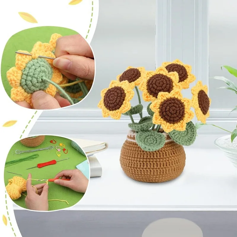 Beginners Flower Crochet Kit Knitting Kit for Complete Beginners Starter Crocheting with Step-by-Step Video Tutorials crochet kit