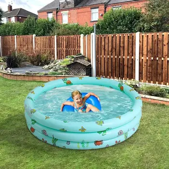 Gonfiare la piscina per bambini Grande centro di nuoto rotondo per famiglie 3 anelli Centro per bambini pieghevole per giardini Cortili Parchi 1