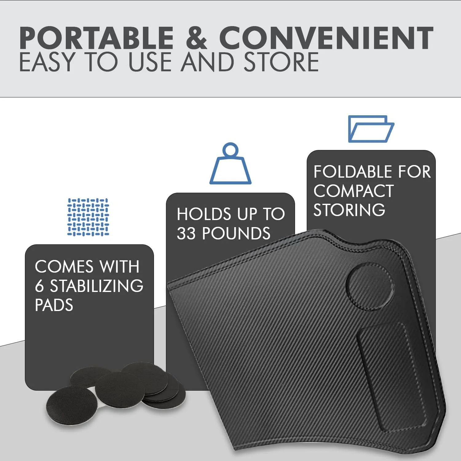 thumbnail image 2 of YONZEE Foldable Desk Food Tray Carbon Edition For 2 of 9