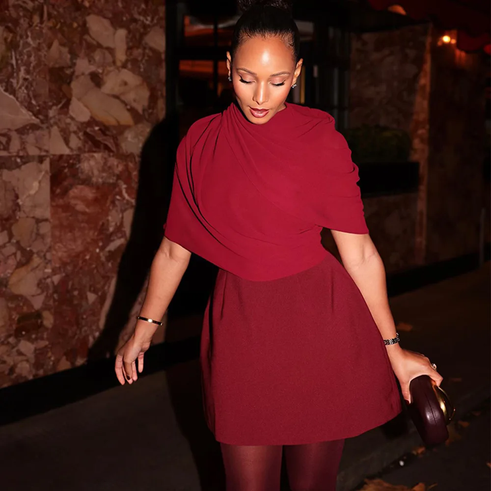 Fashion Autumn/Winter Half Sleeve Bodycon Women Dress Sexy Shawl Splicing Backless Dress Elegant Dance Party Vestido2025