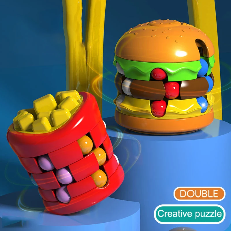 Hamburger Fries Magic Bean Spiral Roller Ball - Stress Relief Fidget Toy for Kids, Educational Creative Sensory Hand Toy