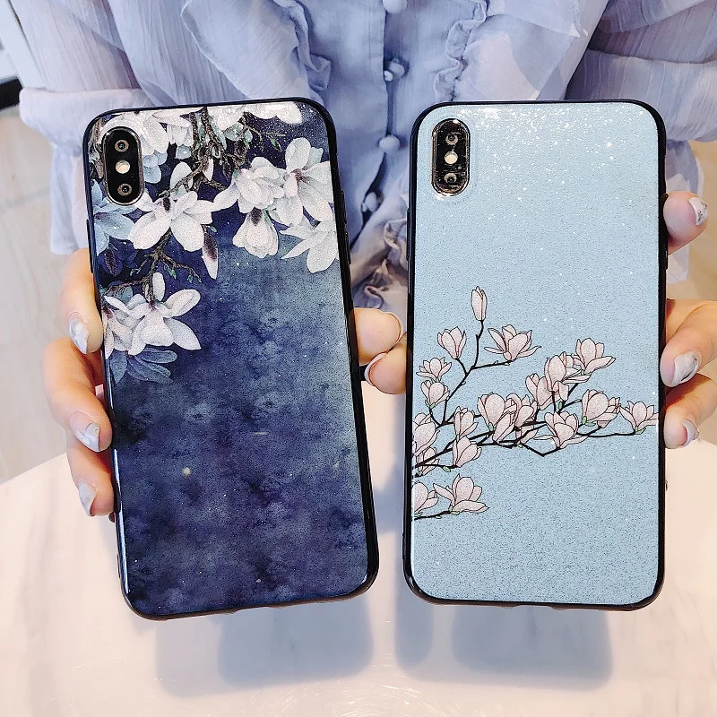 Custodia Per Telefono Con Fiore Di Magnolia Glitterata Per Xiaomi 12 11T 12X Mi Note 11 X 11I 10S 10I 10T 9 T Ultra Pro Lite Se Cover Posteriore In Si