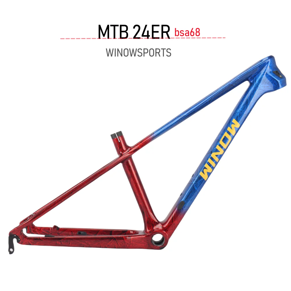 Winowsports Carbon MTB Frame 24 Max Tire 1.75" BSA68 Disc Brake 24 Inch Bicycle MTB Frame