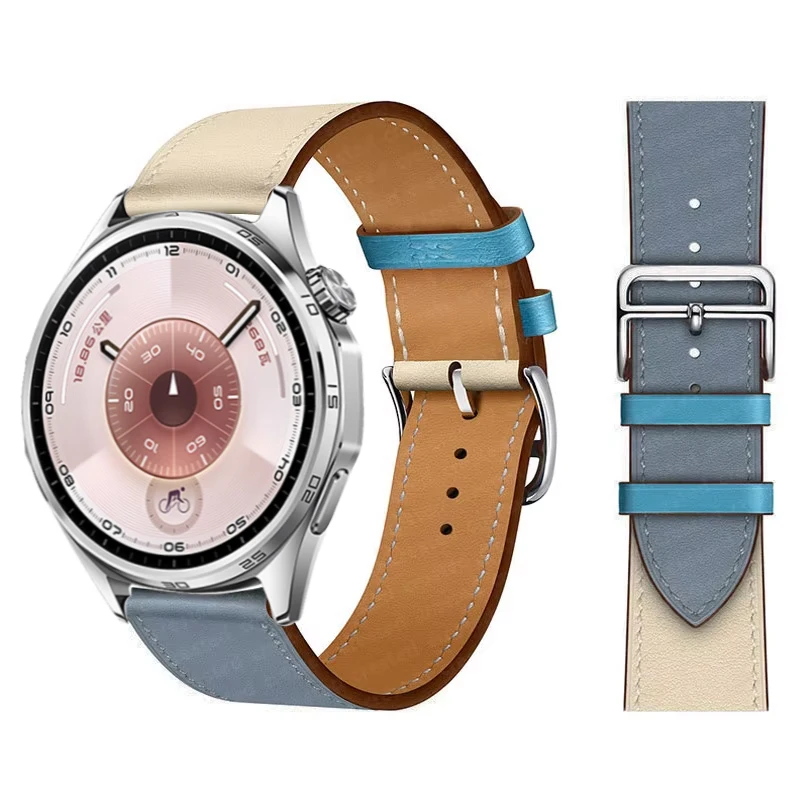 Elegant Leather Wristband Replacement for Smartwatches - 20mm/22mm Strap Bracelet