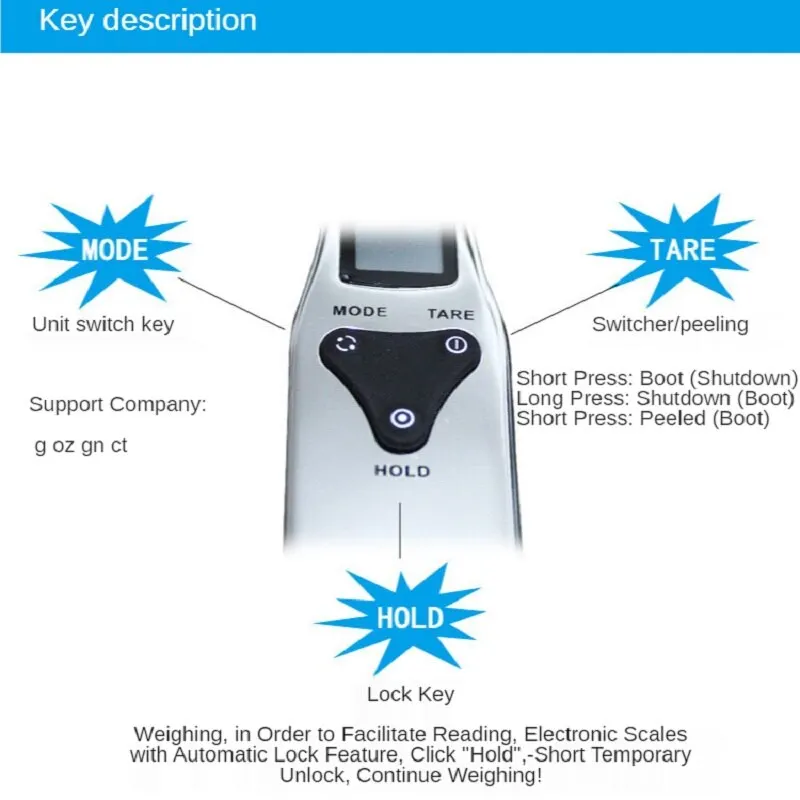 Electronic kitchen scale LCD digital weight measuring spoon 500g/0.1g stainless steel plastic