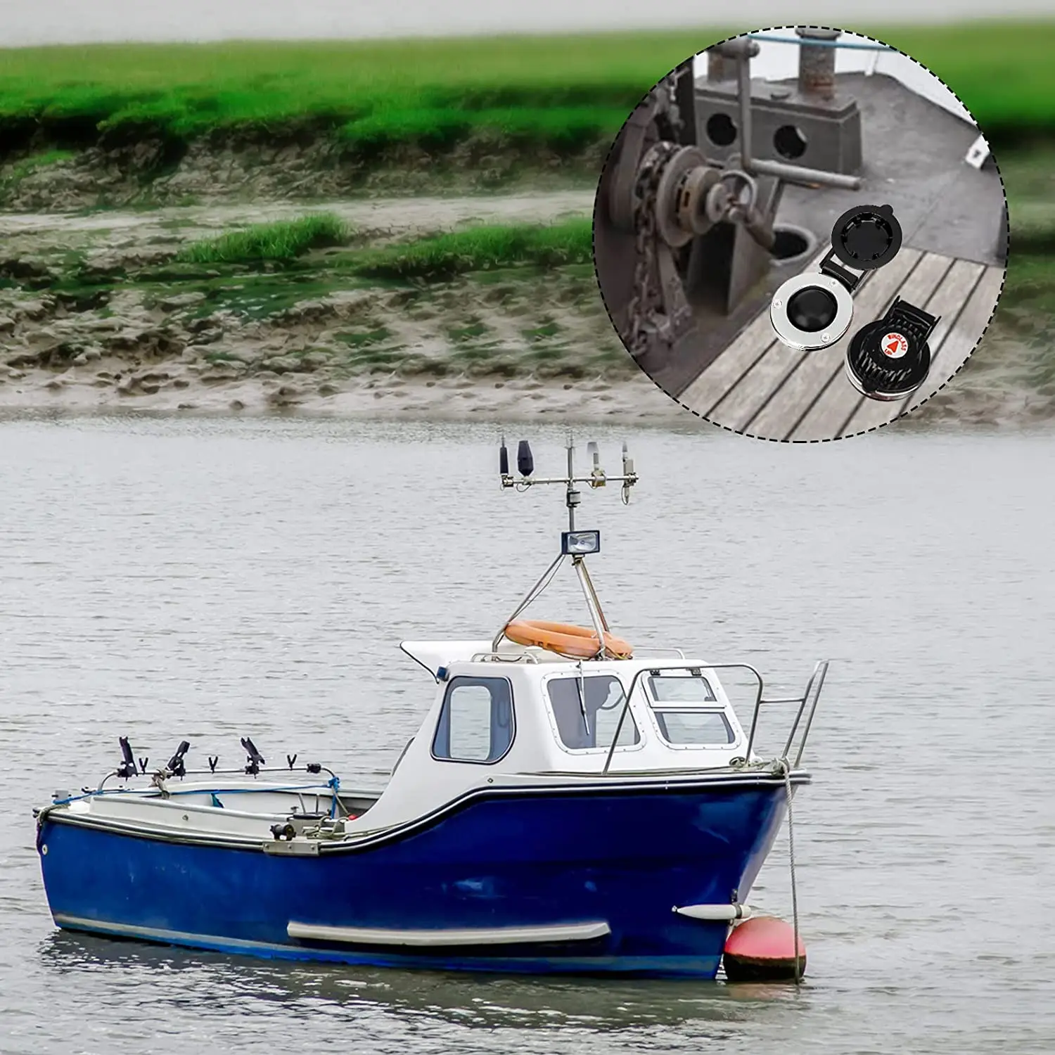 Wireless Windlass Anchor Remote Trim Controller And Up/Down Wired Red Rocker Switch Remote With 100ft AWG #16 Wire Spool For Boats Marine Vessels - View #10