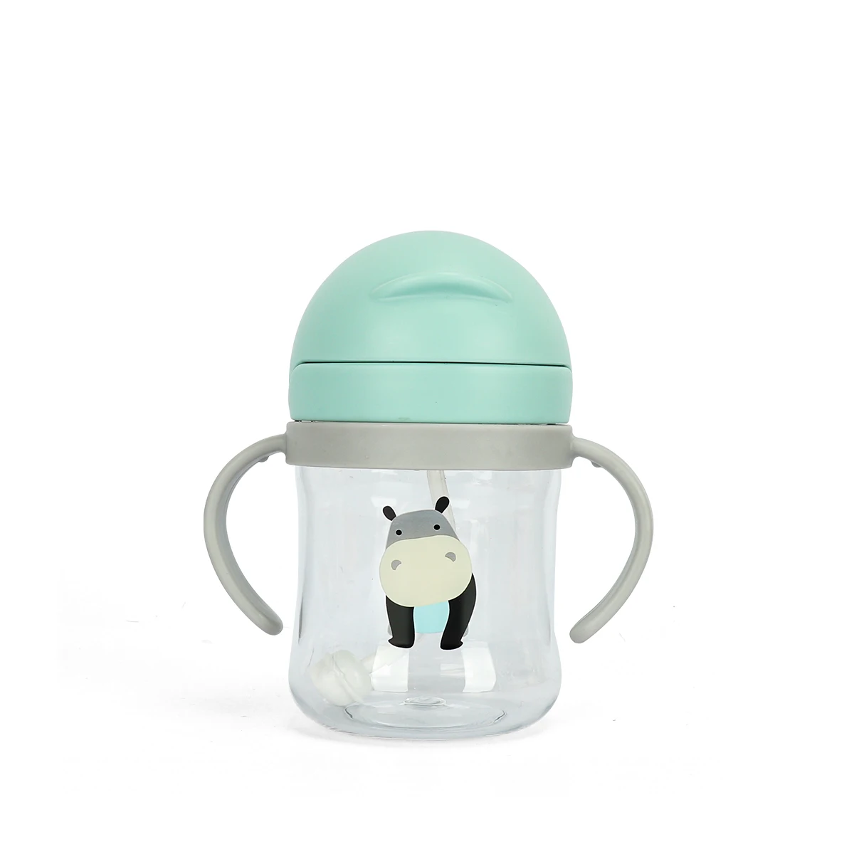 어린이 물병 250ml 누수 방지 빨대컵, 중력볼 빨대와 넓은 입구, 용 컵, 자동 밀봉 빨대컵