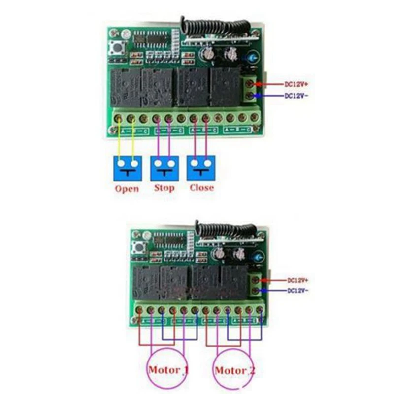 12V 4CH 채널 433Mhz 무선 원격 제어 스위치 4 송신기가있는 집적 회로 DIY 부품 도구 키트 교체