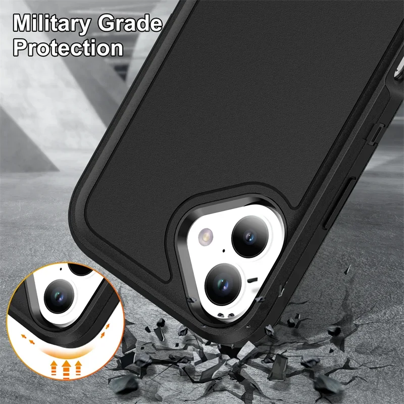 3 in 1 Hybrid Heavy Duty Armor Belt Clip Phone Case for IPhone 12 13 14 15 16 Pro Max XR 8 7 Plus SE Otter Case Box Back Cover_voghion.com