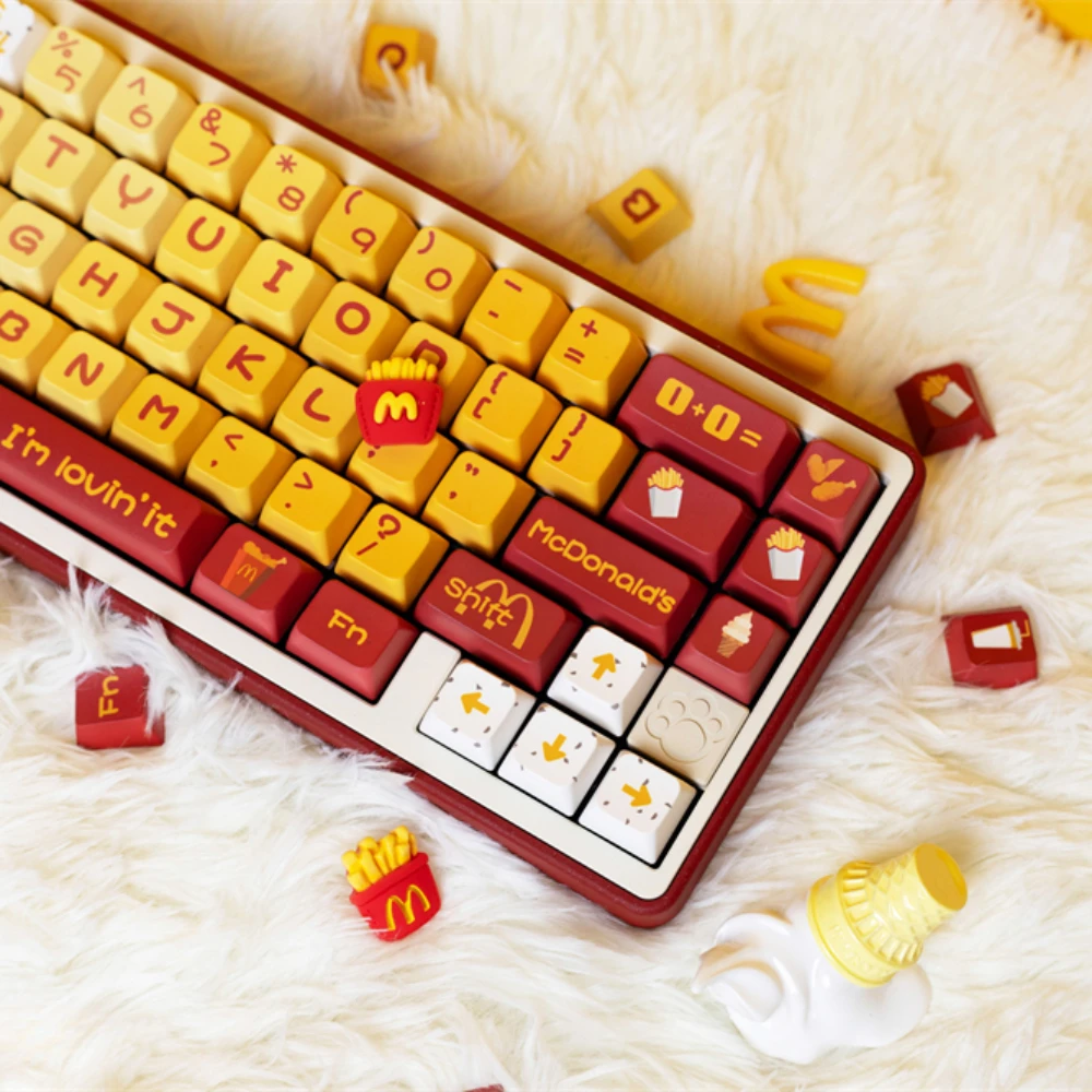 Echome Mcdonalds Tema Keycap Grupo Pbt Custom Cute Red Keyboard Cap Cherry Profile Key Cap Acessórios de Teclado Mecânico - Imagem 5