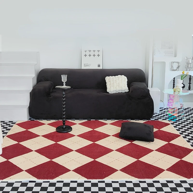 Checkerboard Irregular Living Room Carpet Fluffy Soft Large Area Carpets Home Decoration Bedroom Rug Tapis Alfombra  سجادة ковер