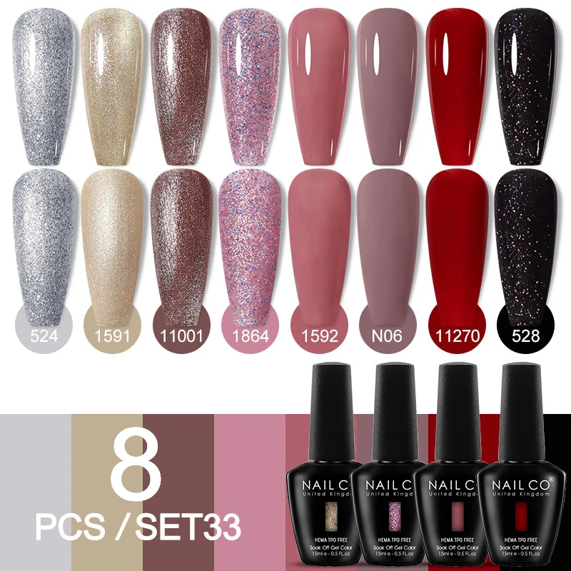 Deluxe 8-Piece Gel Nail Polish Set for Professional DIY Manicures