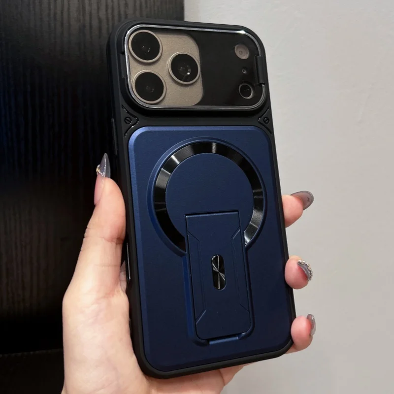 Luxury Folding Magnetic Phone Case with Lens Protector Cover