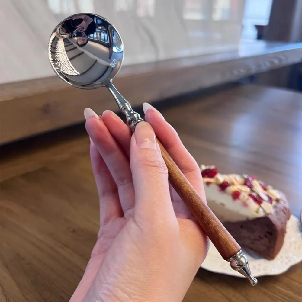 Roestvrijstalen Lepel Servies Met Lange Steel Dikker Roerijs Retro Maaltijdlepel Voor Het Serveren Van Soep En Dessert Dinerservies_voghion.com