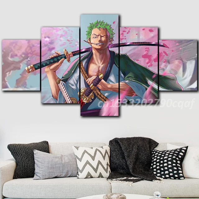 ZHRMGHG Sport sur Toile Peintur Anime One Piece Zoro 5 Panneau