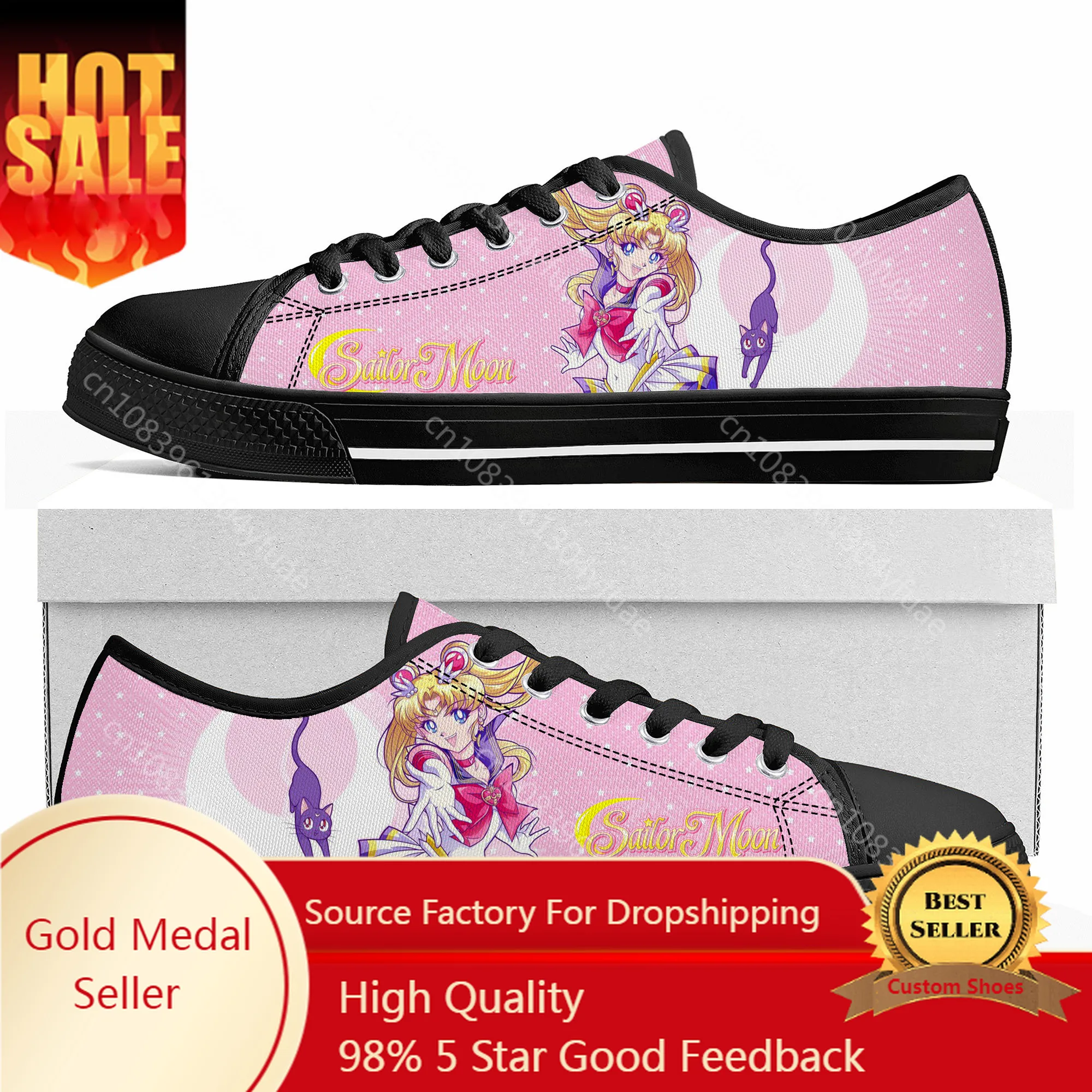 

Anime Moon Manga Cartoon Sailor Low Top Sneakers Mens Womens Teenager Canvas Sneaker Casual Couple Shoes Custom Shoe