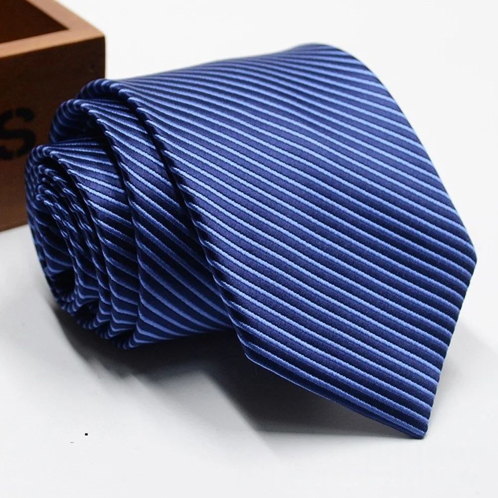 Classic Stripe Necktie - Business Formal Tie for Men 8cm Blue Black Pink Red