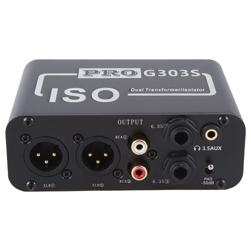 PRO G303S 오디오 아이솔레이터, 노이즈 감소 필터, 전류 노이즈 제거, 듀얼 채널 6.35 XLR RCA, 3.5mm 오디오 아이솔레이터