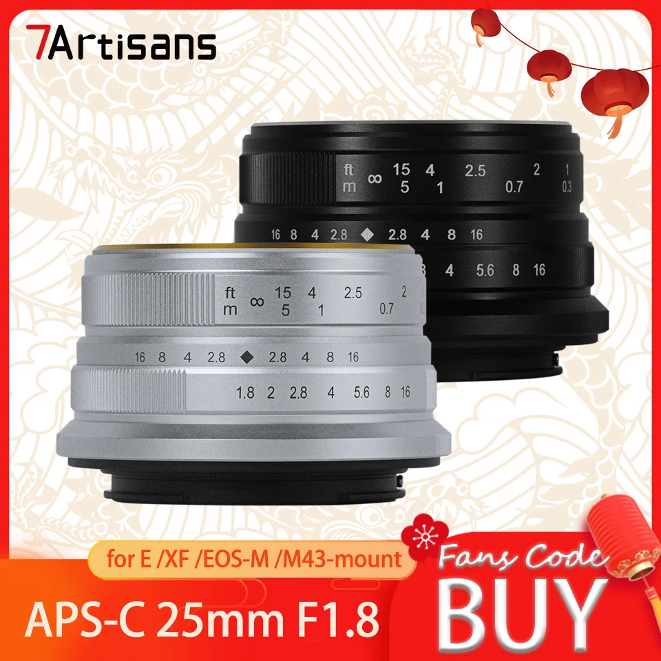 7 Artigiani 25Mm F1.8 Aps-C Cornice Lente Grandangolare Grandangolare Per Fotografia In Studio Con Supporto Sony E Zev-10 X Z M M43
