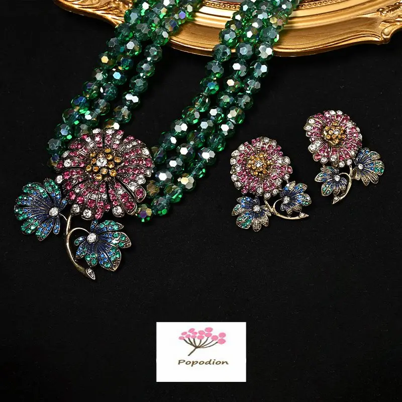 

Bead Necklace Flower Earrings Jewelry Sets for Women N20037