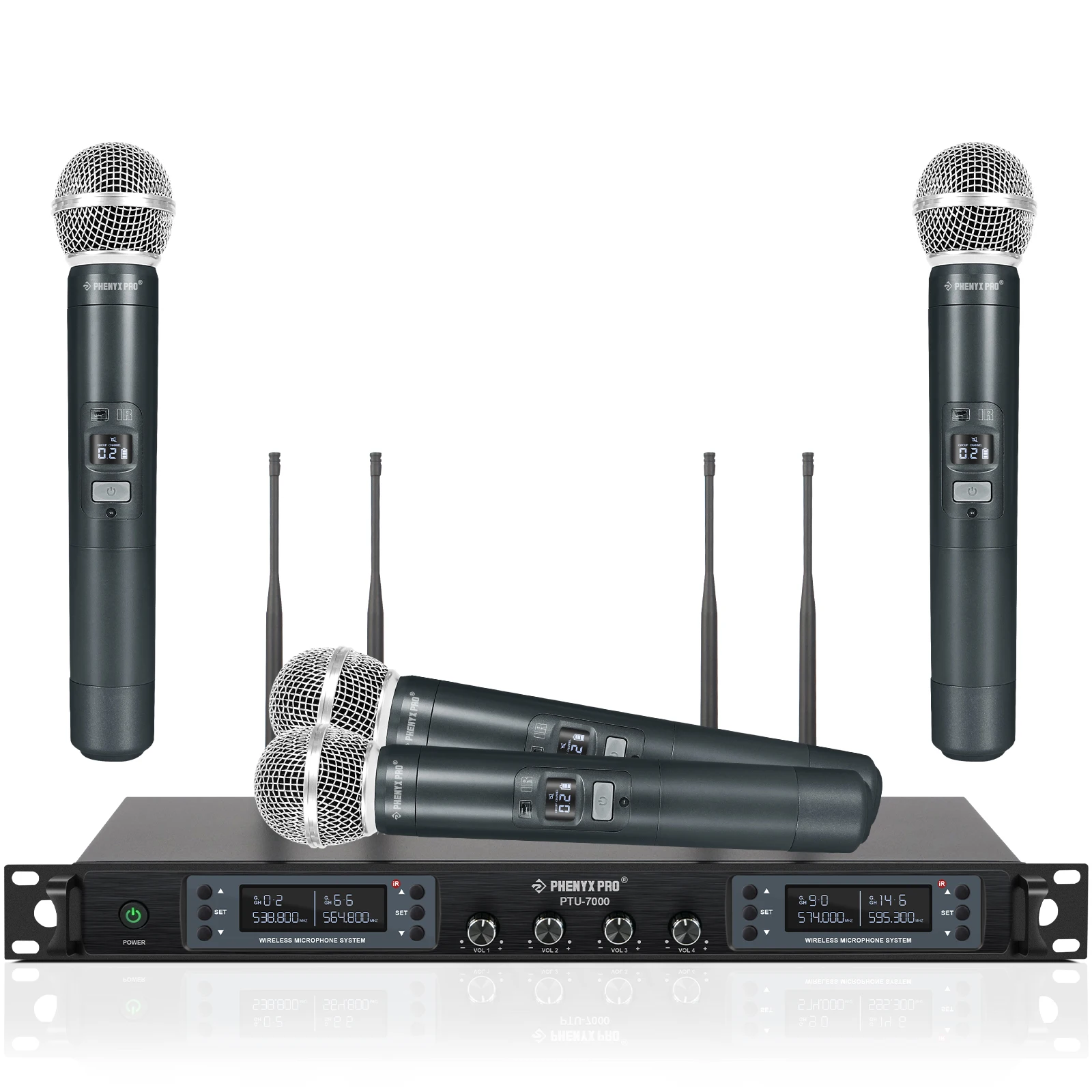 Phenyx Pro - Sistema De Micrófono Inalámbrico UHF De 4 Canales  PTU 5000 Ptu 5000