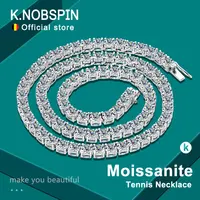 KNOBSPIN D Color Moissanite Tennis Necklace 925 Sterling Sliver Plated 18k Gold Necklace for Woman Man Hiphop Party Jewelry 1