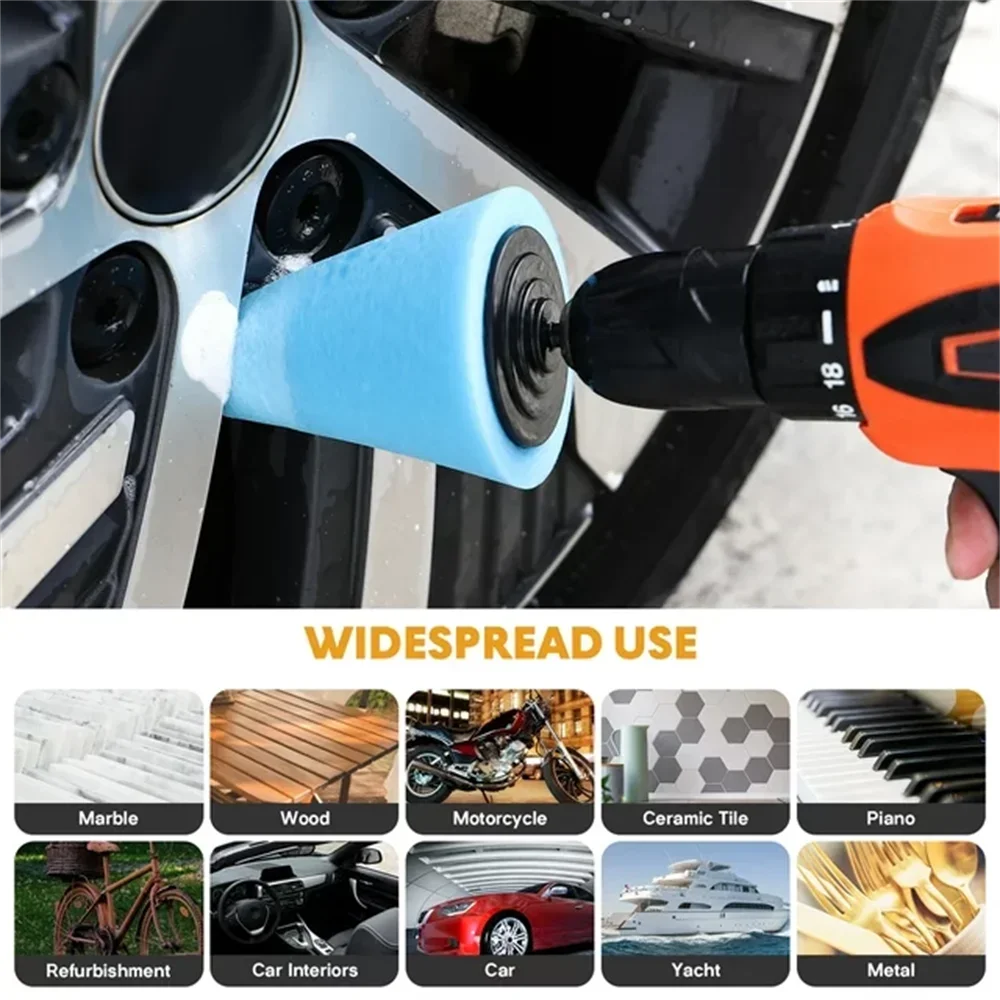 Hub Polishing Sponge 2pcs Car Grinding Head Metal Plastic Grinding Conical Polishing Wheel