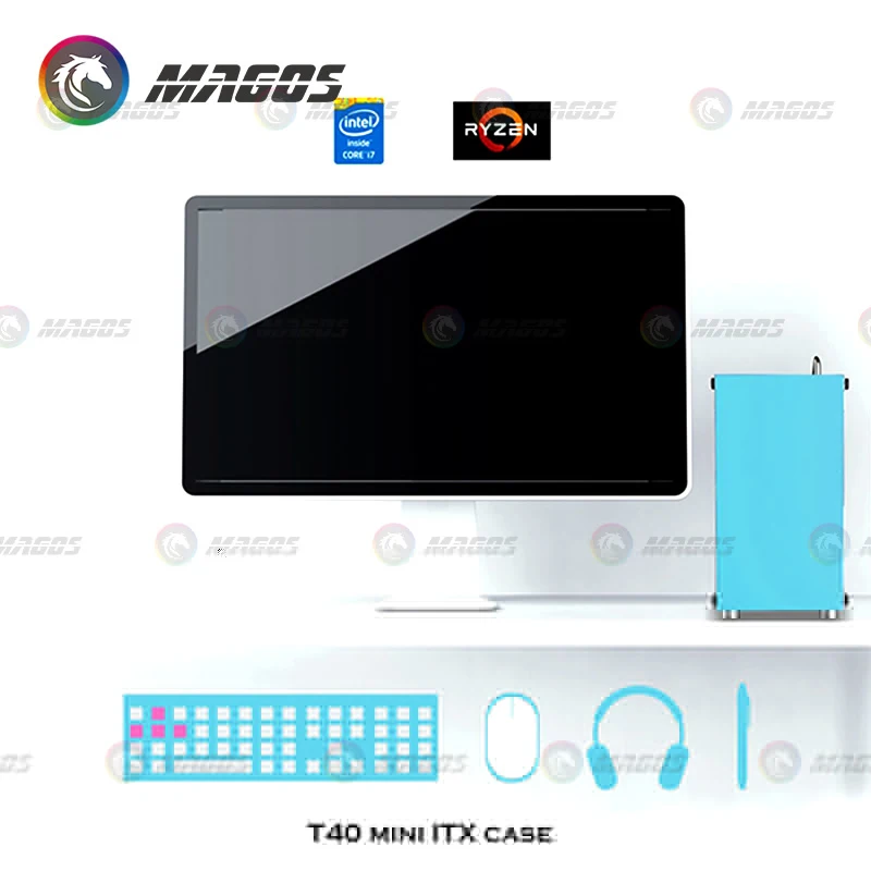 Barracuda T40 Mini-estojo Itx Suporte Gamingcomputer Mini-itx Sfx Sfx-l Lado do Desktop Chassi Branco Transparente 212x137x260 mm - Imagem 2