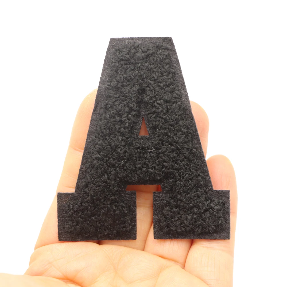Description Picture 2 of item1PC Black 7.CM Chenille Letter Patch Iron on Patch Letters Patch For Jeans Clothes Name Diy T-Shirt Repair Alphabet Patch Badges