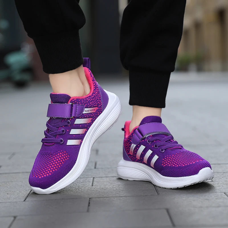 Brand Fashion Purple Sneakers Kids Sports Shoes Boys Running Shoes Comfort Breathable Children's Sneakers 2024 zapatillas niño