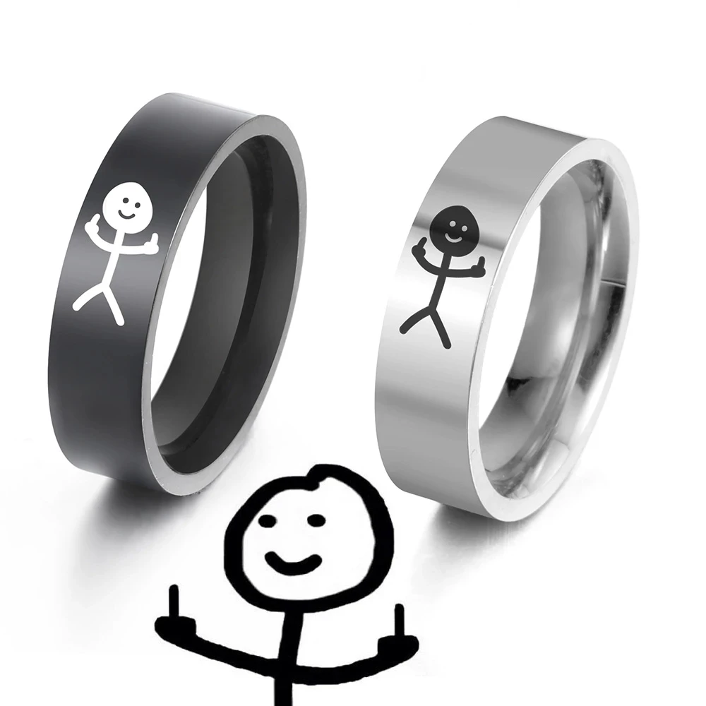 Rings Middle Finger Stickman Stainless Steel Ring Stickman Rings
