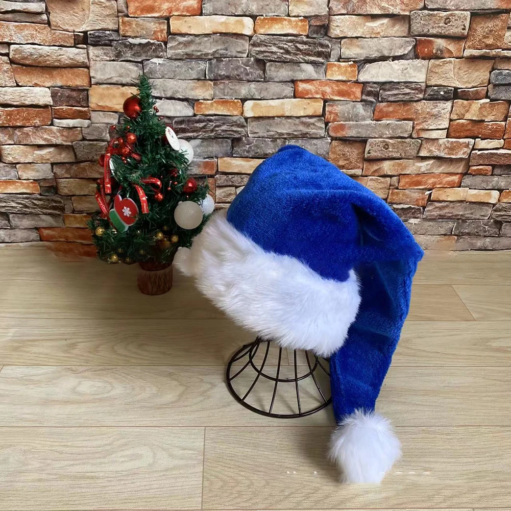 Christmas Black Red Plush Hat Santa Novelty Hat Kids Christmas Decorations For New Year Home Santa Claus Gift Party Supplies