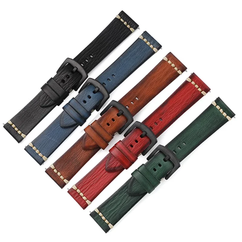 

Handmade Watch Strap Italian Vegetable Tanning Cowhide Solid Steel Fold Buckle 20 22 24mm Genuine Leather Cowhide for Men Women