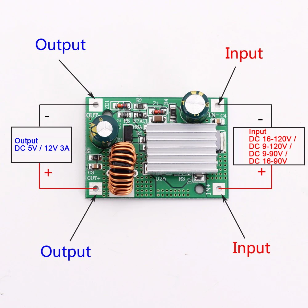 Dc 9v 12v 24v 36v 48v 72v 120v To 5v 12v 3a Step Down Module Power Supply  Dc-dc Non-isolated Buck Converter - Integrated Circuits - AliExpress