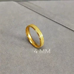 Elegant Gold - Toned Frosted Stainless Steel Ring - Premium Unisex Wedding Band - 8 (4 mm)