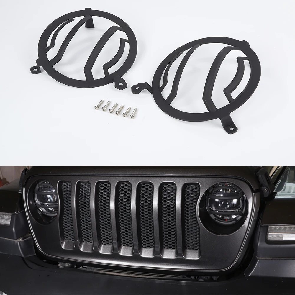 

JXKaFa For Jeep Wrangler JL JT Gladiator 2018 Up Car Front Light Lamp Cover Trim Exterior Auto Styling Moldings