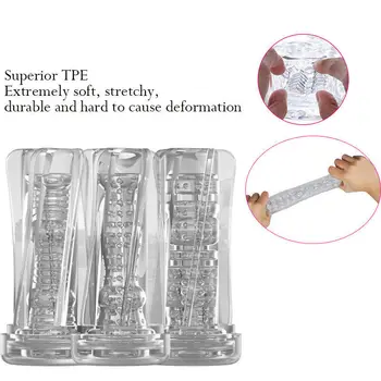 Male Masturbator Cup Soft Pussy Sex Toys Transparent Vagina Adult Endurance Exercise Sex Products Vacuum Pocket Cup for Men 2