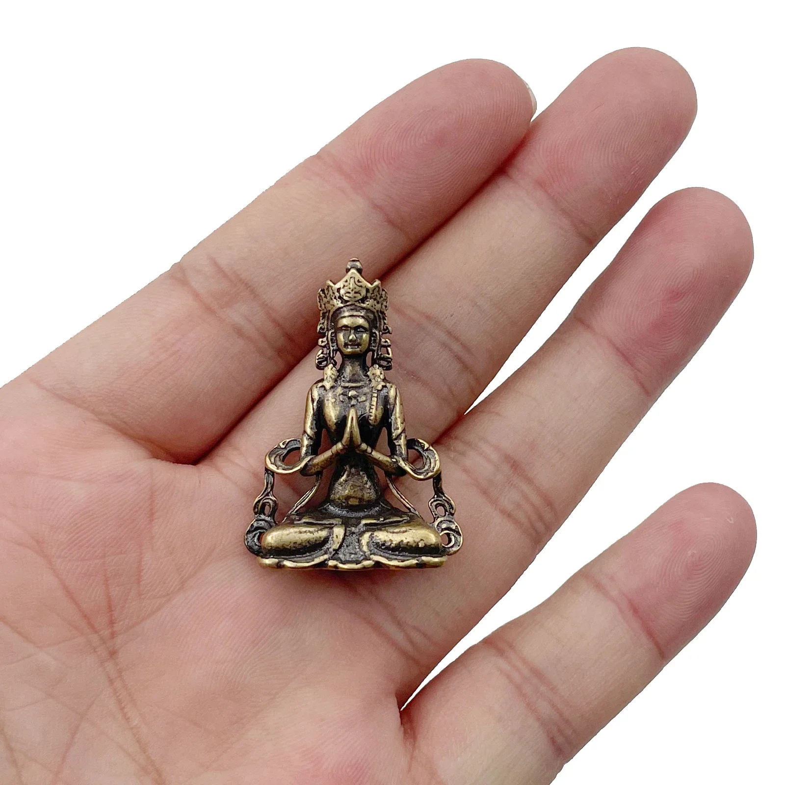 1pc Retro Messing Meditieren Zen Buddhismus Haushalt Buddha ornament Wohnzimmer Handgemachte Dekoration Kupfer Statue Tee Haus Ornament