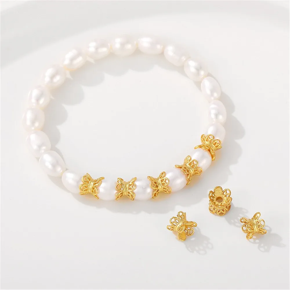 

Hollow Cylindrical Double-headed Receptacle Diy Handmade Bracelet Necklace Pearl Double-sided Flower Hat Jewelry Accessories