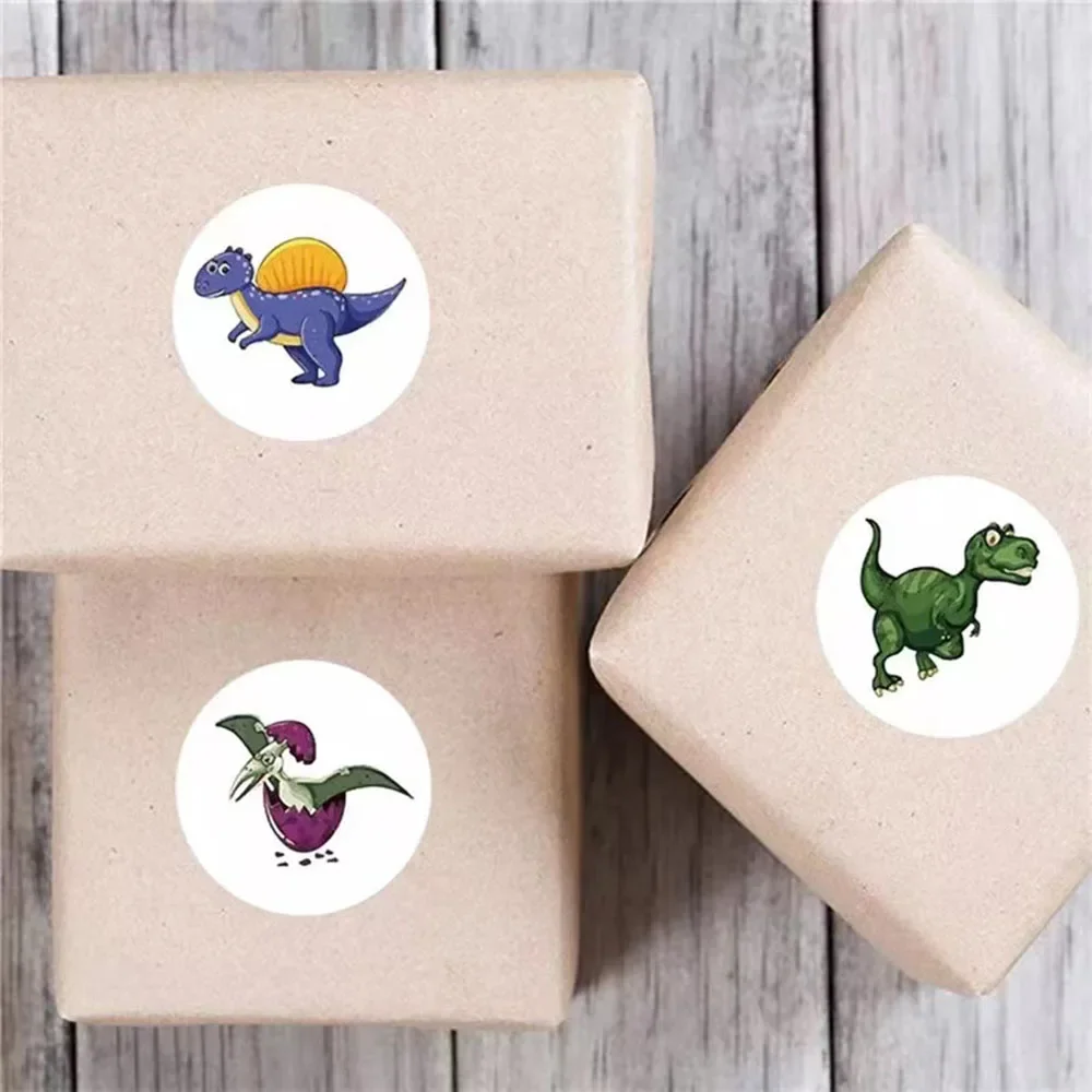 500pcs Round Dinosaur Stickers for Kids Classroom Teacher Reward School Supplies Animal Incentive Roll Stickers for Home