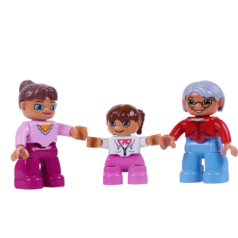 Big Size Action Figures City Princess Policemen Family Building Block Doll Character Accessory Toys Assembly Children Kids Gift