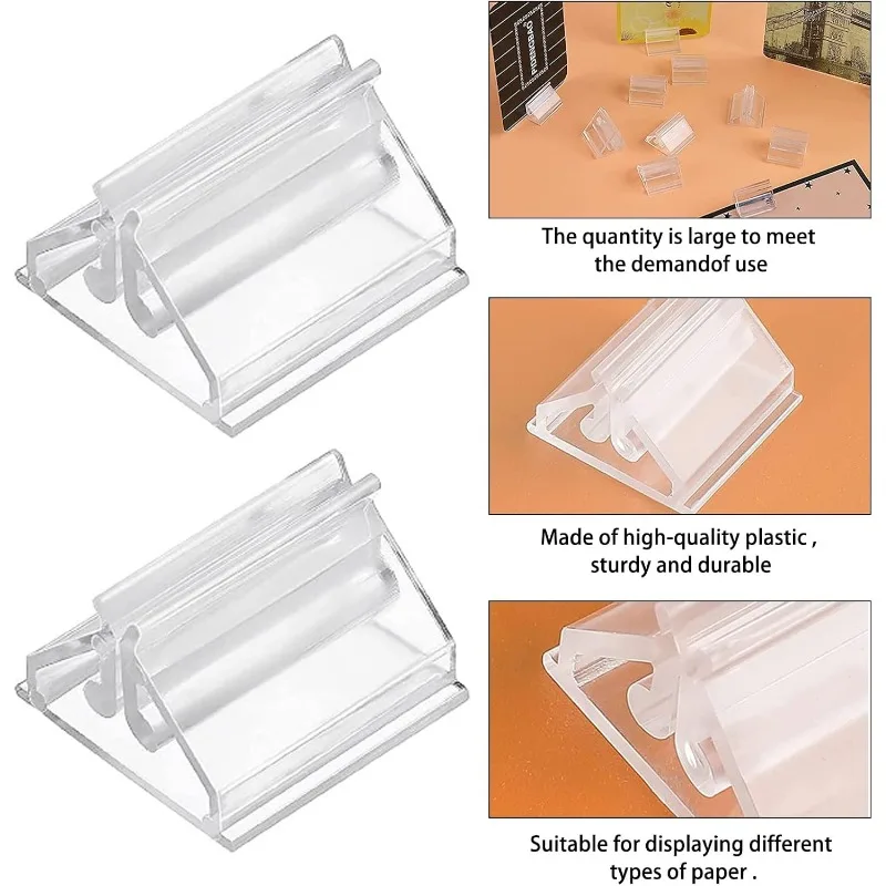 20/100PCS Mini Clear Stands Plastic Place Card Holders DIY Wedding Party Cards Holders Menus Price Tags Picture Display Holder