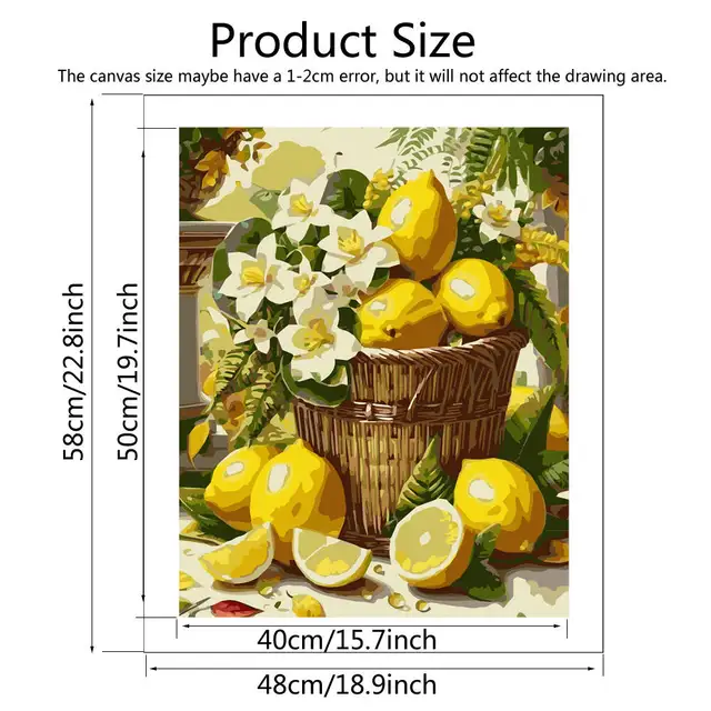 Momoart Kit de peinture pour adultes citron fruits bricolage sur toile peinture par numéros fleur Art dessin nouveautés peint à la main 2