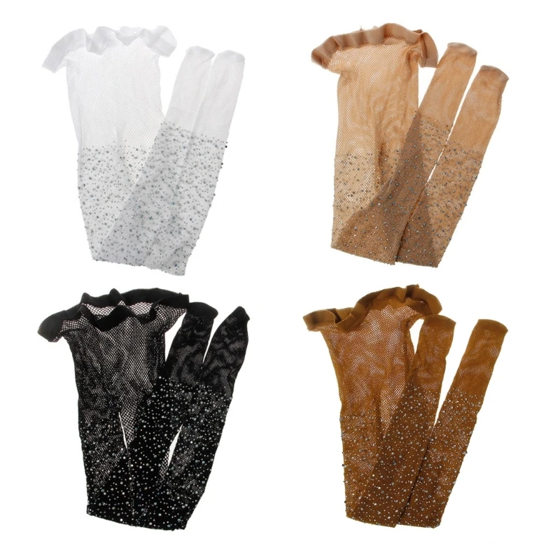 

Mesh Tights Leggings for Children Little Girls Theme Party with Rhinestones
