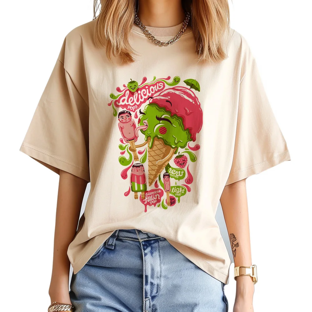 

Ice Cream top women Japanese streetwear designer t-shirts girl harajuku graphic comic clothes