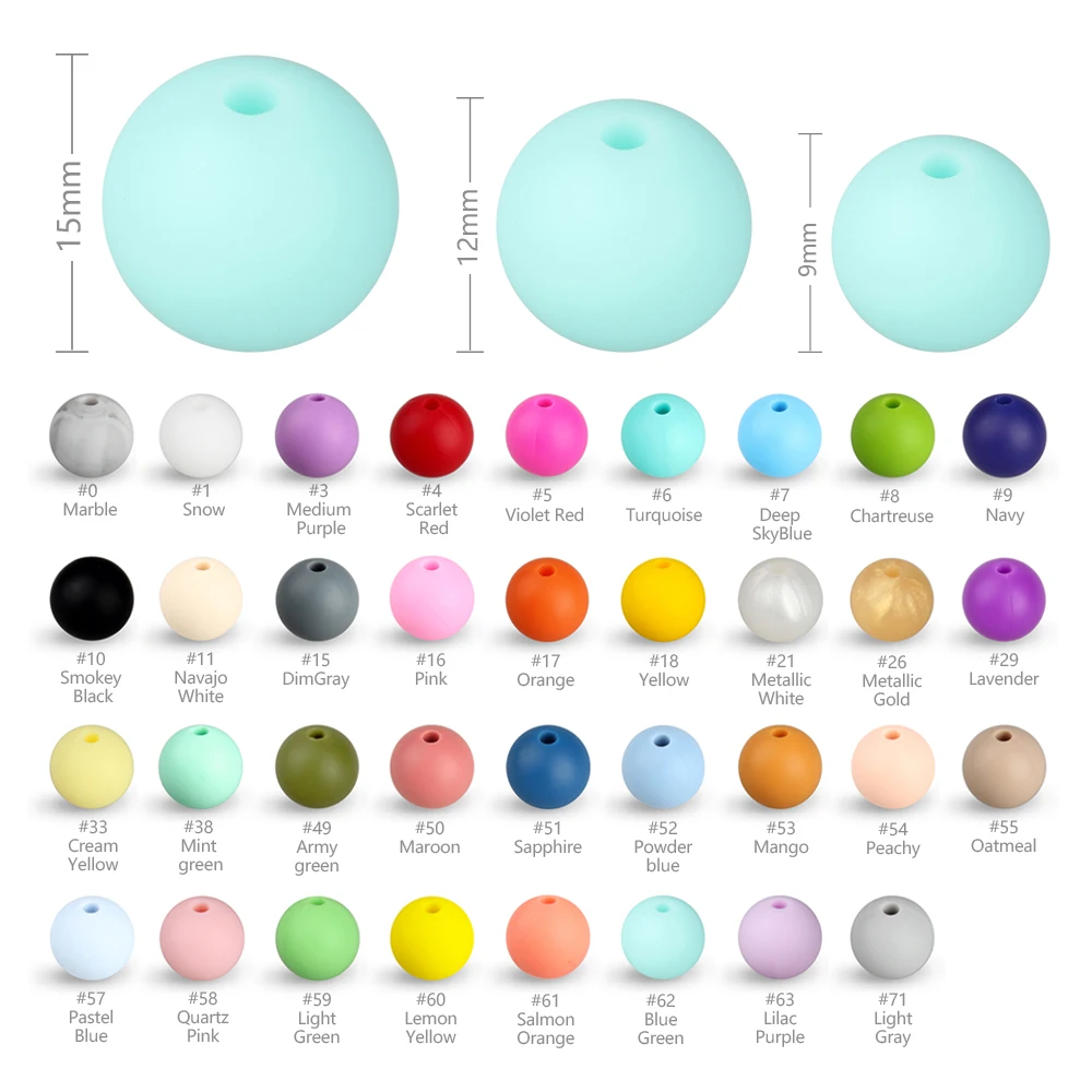 25PCS 12mm Silicone Beads Baby Round Beads Teether BPA Free Teething Pearl Focal Beads Food Grade DIY Pacifier Chain Accessories 5