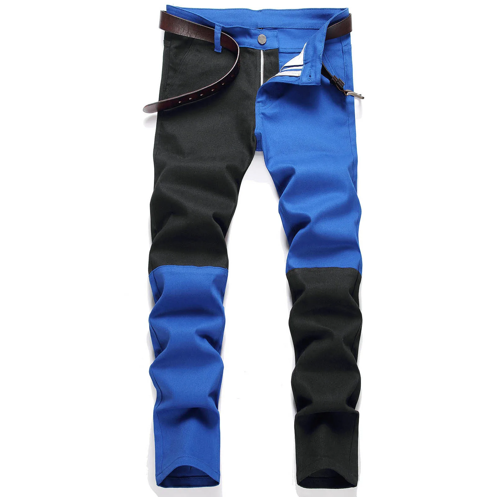 Men\'s Fashion Casual Multi Pocket Button Straight Zipper Slim Fit Jeans Gift